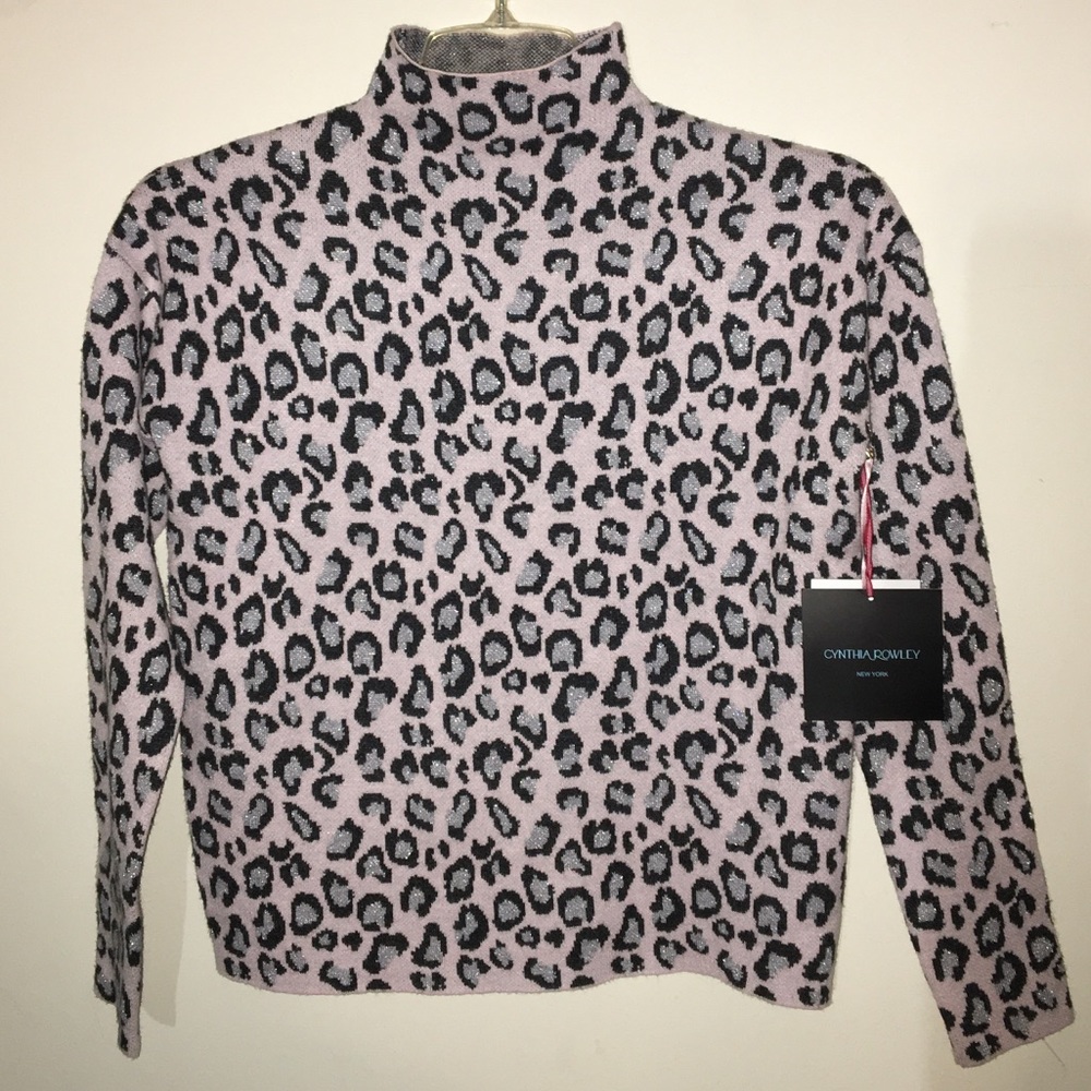 Cynthia Rowley Cheetah Print Turtleneck Sweater